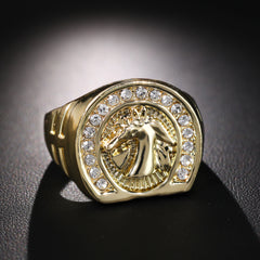 18k Gold Plated Iced Out Horse Shoe High Fashion Quality Pinky Pimp Ring