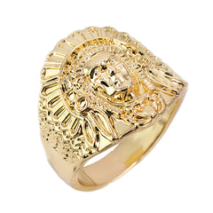 18k Gold Plated Iced Indian Head Chief High Fashion Quality Pinky Pimp Ring