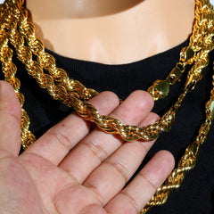 10mm Thick Gold Rope Chain 18'-30"