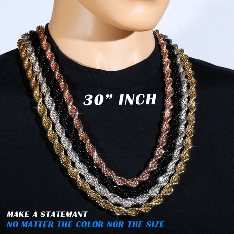 10mm/30" Thick Gold Rope Chain Gold Silver Black Rosegold