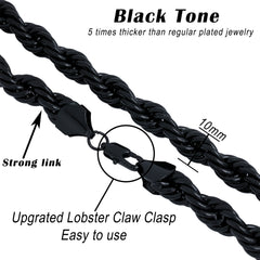 10mm/30" Thick Gold Rope Chain Gold Silver Black Rosegold