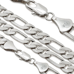 Silver Fillec 5mm-12mm/24" FIGARO LINK CHAIN NECKLACE