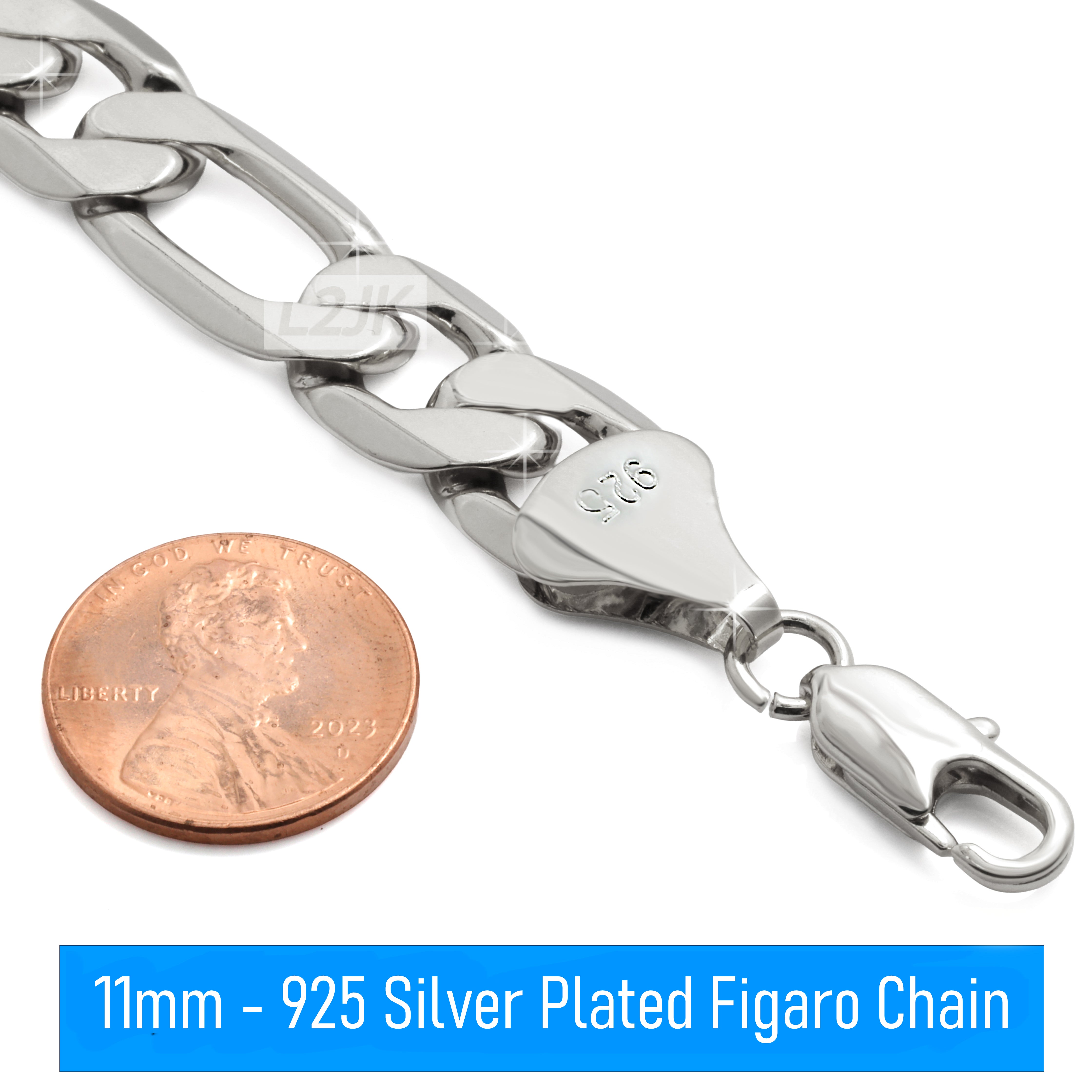Silver Fillec 5mm-12mm/24" FIGARO LINK CHAIN NECKLACE