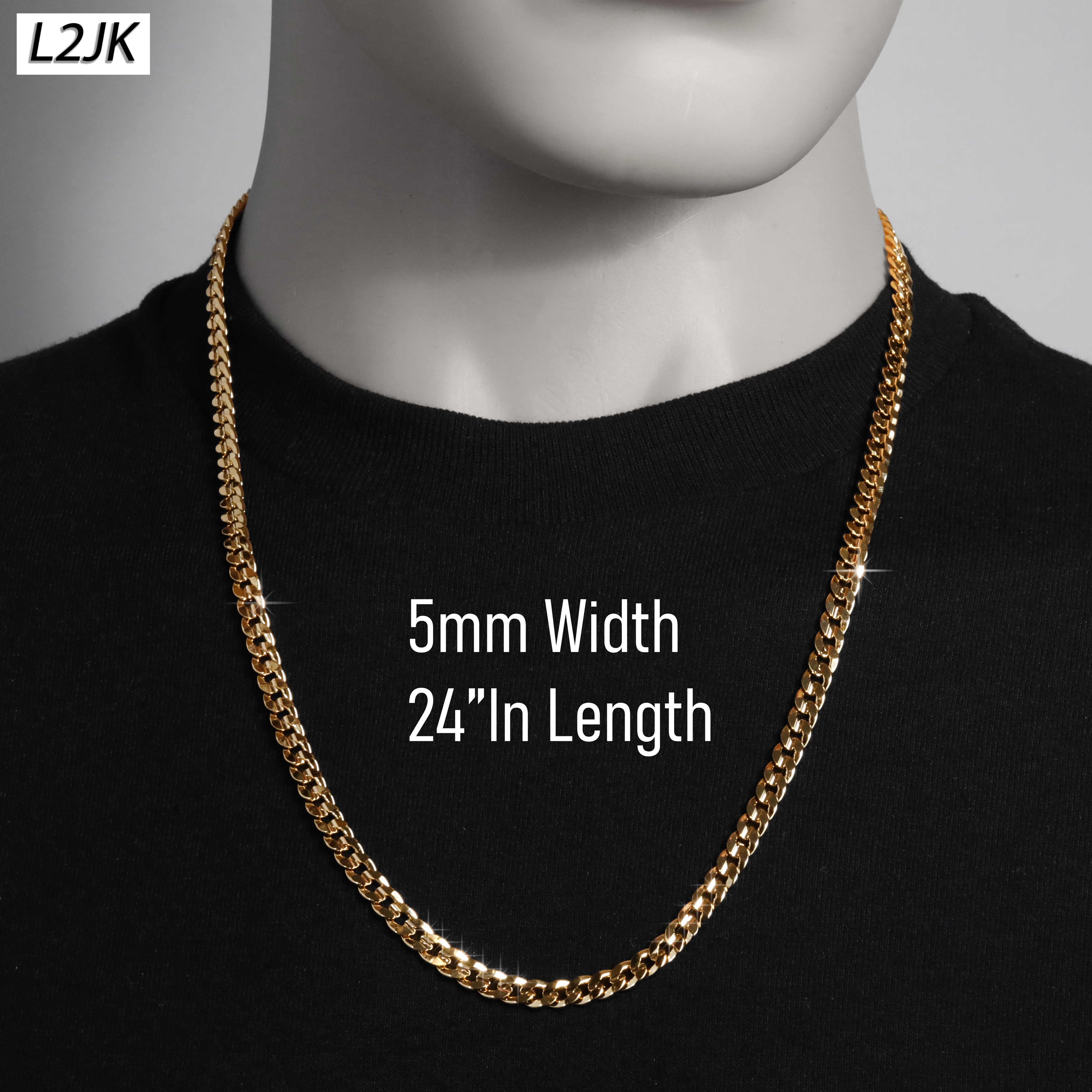 Men's Solid Concave Chain Necklace 5mm-10mm 24" IN.