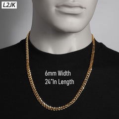 Men's Solid Concave Chain Necklace 5mm-10mm 24" IN.