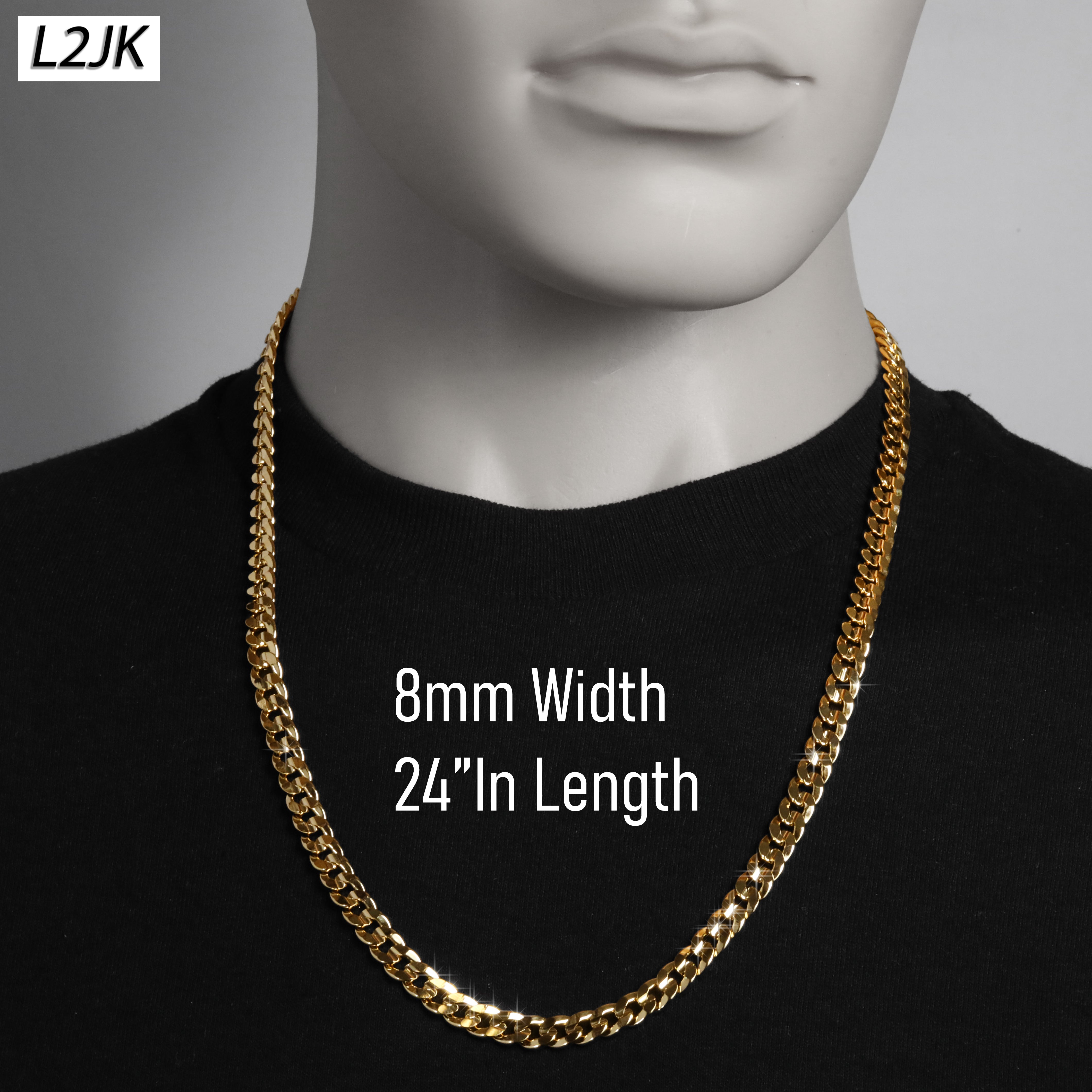 Men's Solid Concave Chain Necklace 5mm-10mm 24" IN.