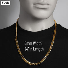 Men's Solid Concave Chain Necklace 5mm-10mm 24" IN.