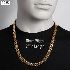 Men's Solid Concave Chain Necklace 5mm-10mm 24" IN.