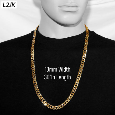 Men's Solid Concave Chain Necklace 5mm-10mm 30" IN.