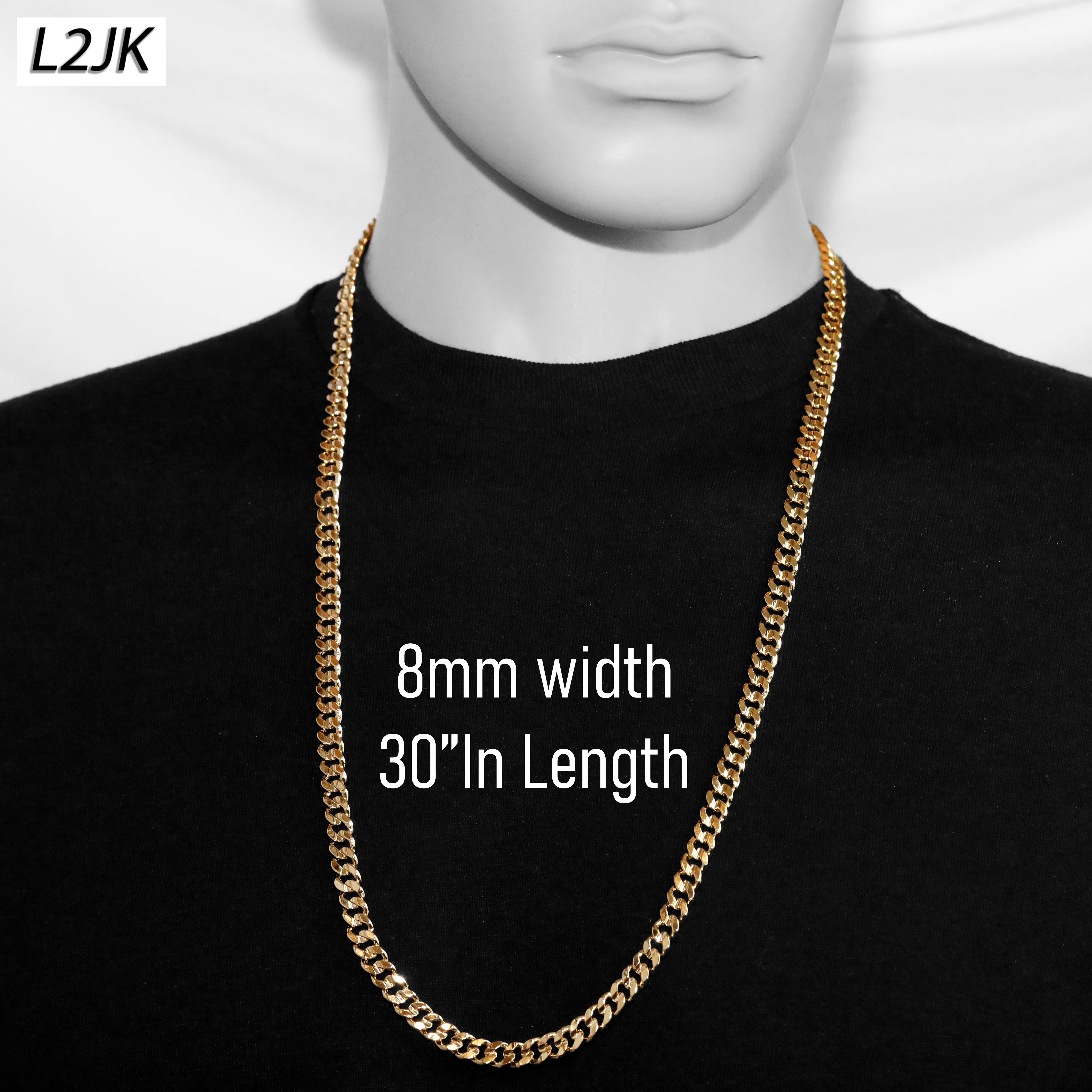 Men's Solid Concave Chain Necklace 5mm-10mm 30" IN.