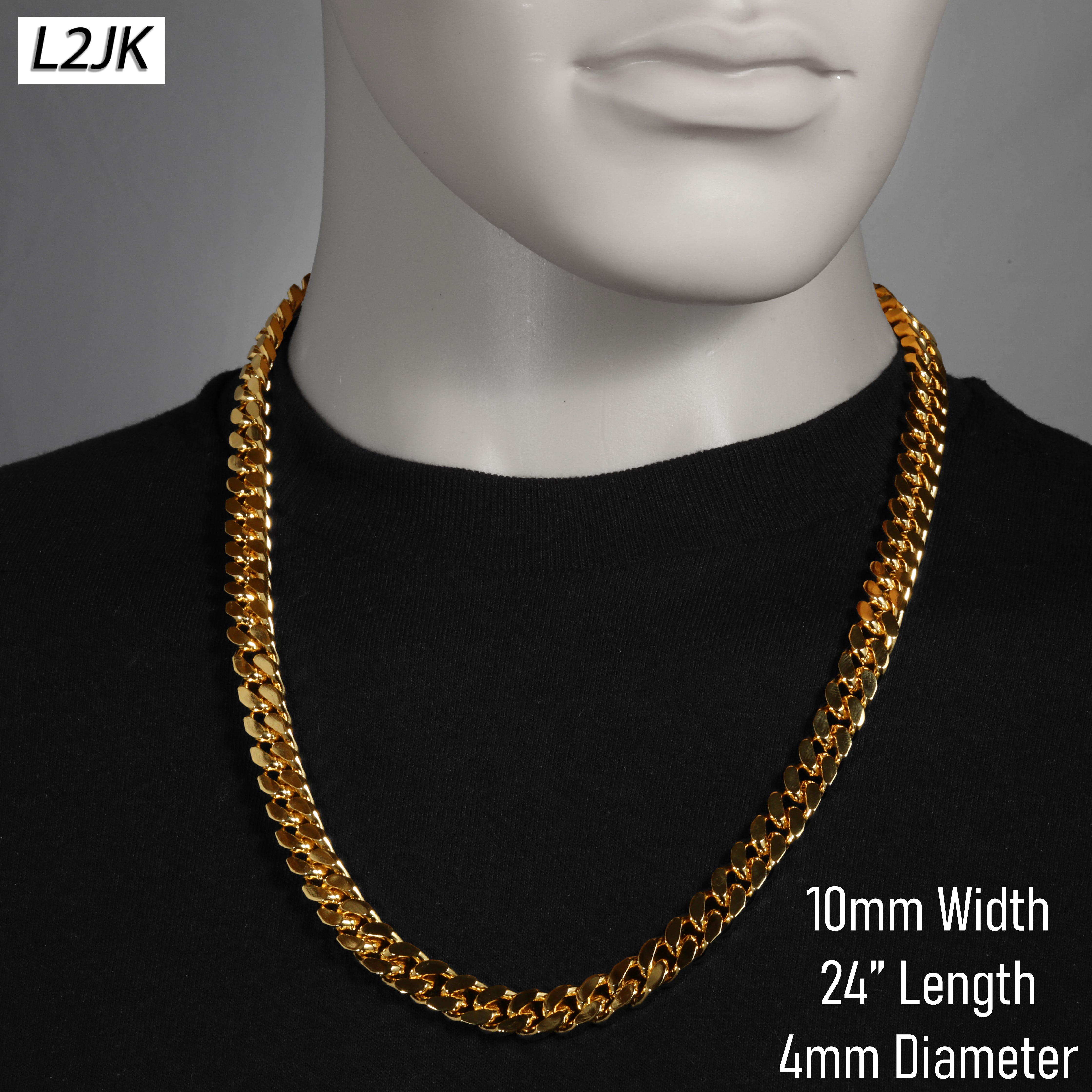 Men's Solid Curb Chain Necklace 8mm 10mm 24"