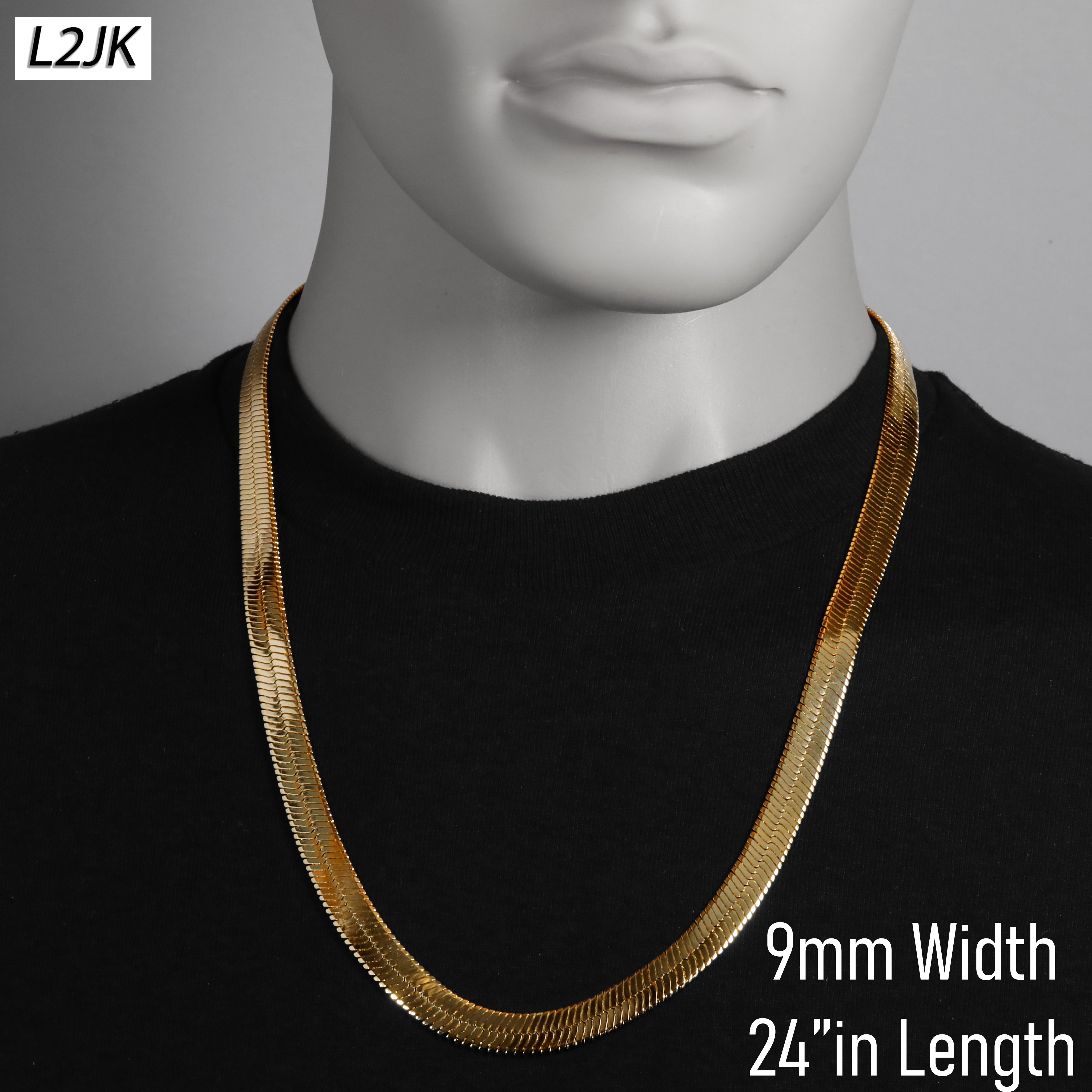 24" Herringbone Necklace 4mm-11mm