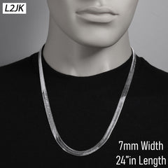24" Herringbone Necklace 4mm-11mm(silver)