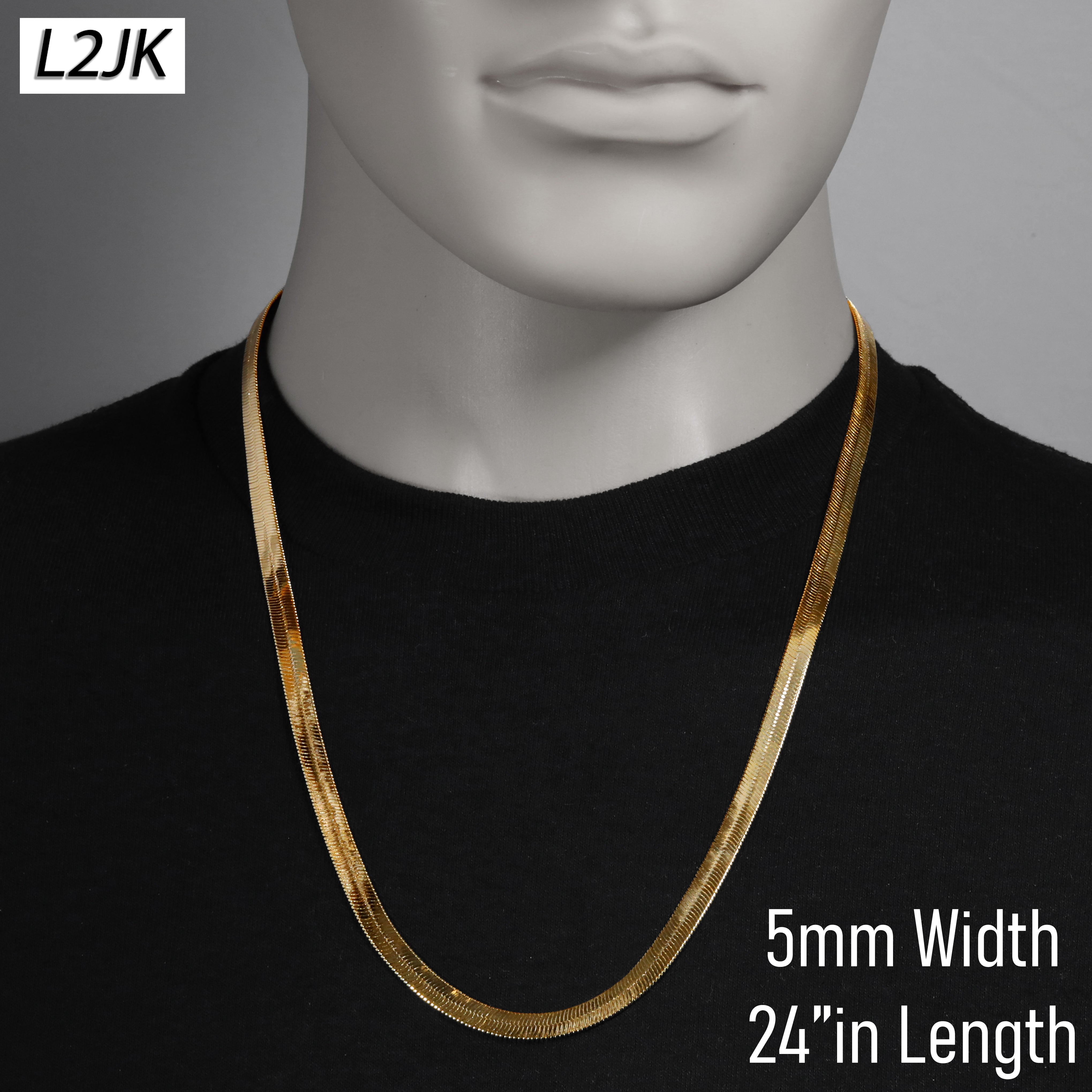 24" Herringbone Necklace 4mm-11mm