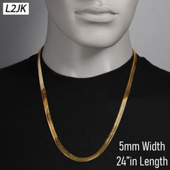 24" Herringbone Necklace 4mm-11mm