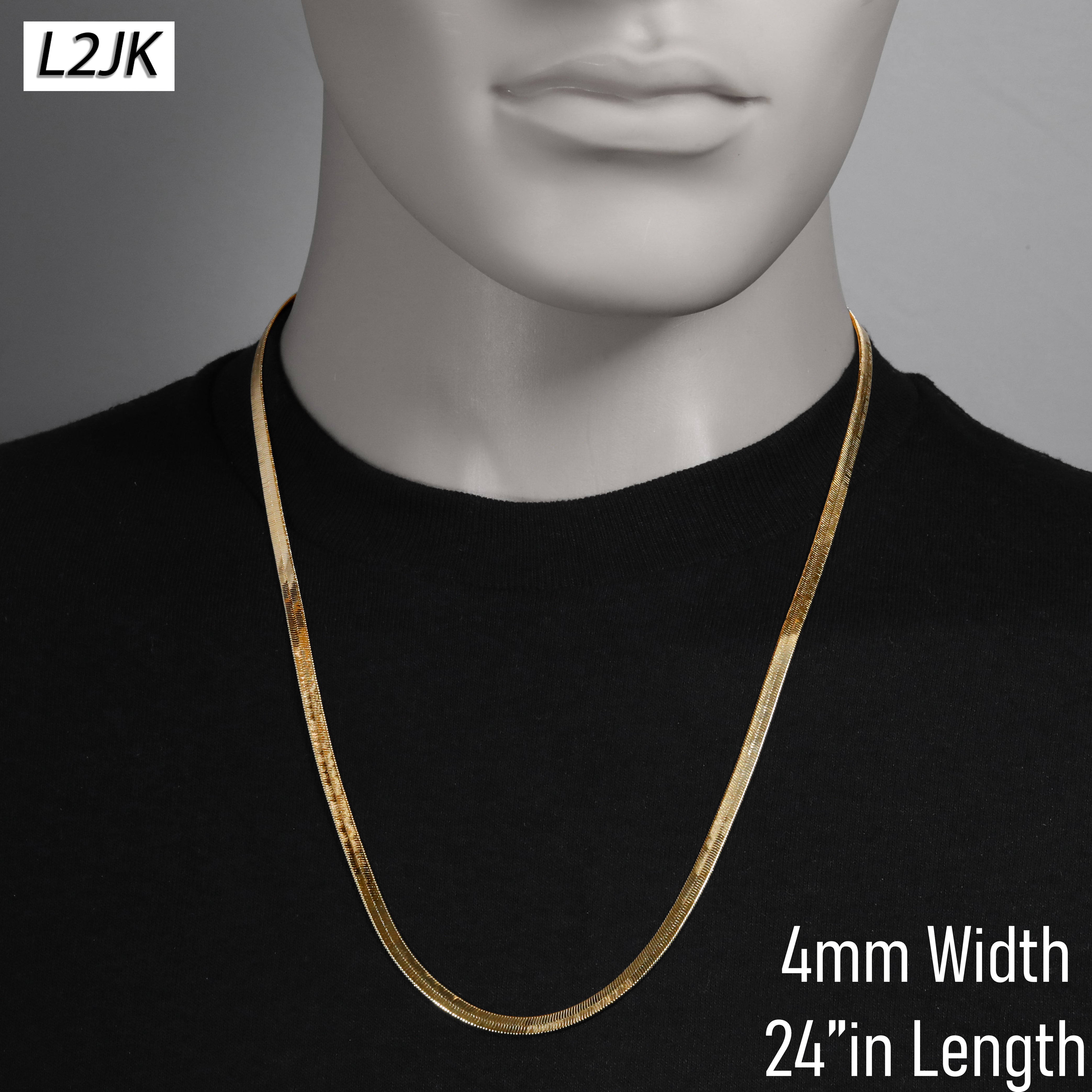 24" Herringbone Necklace 4mm-11mm