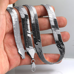24" Herringbone Necklace 4mm-11mm(silver)
