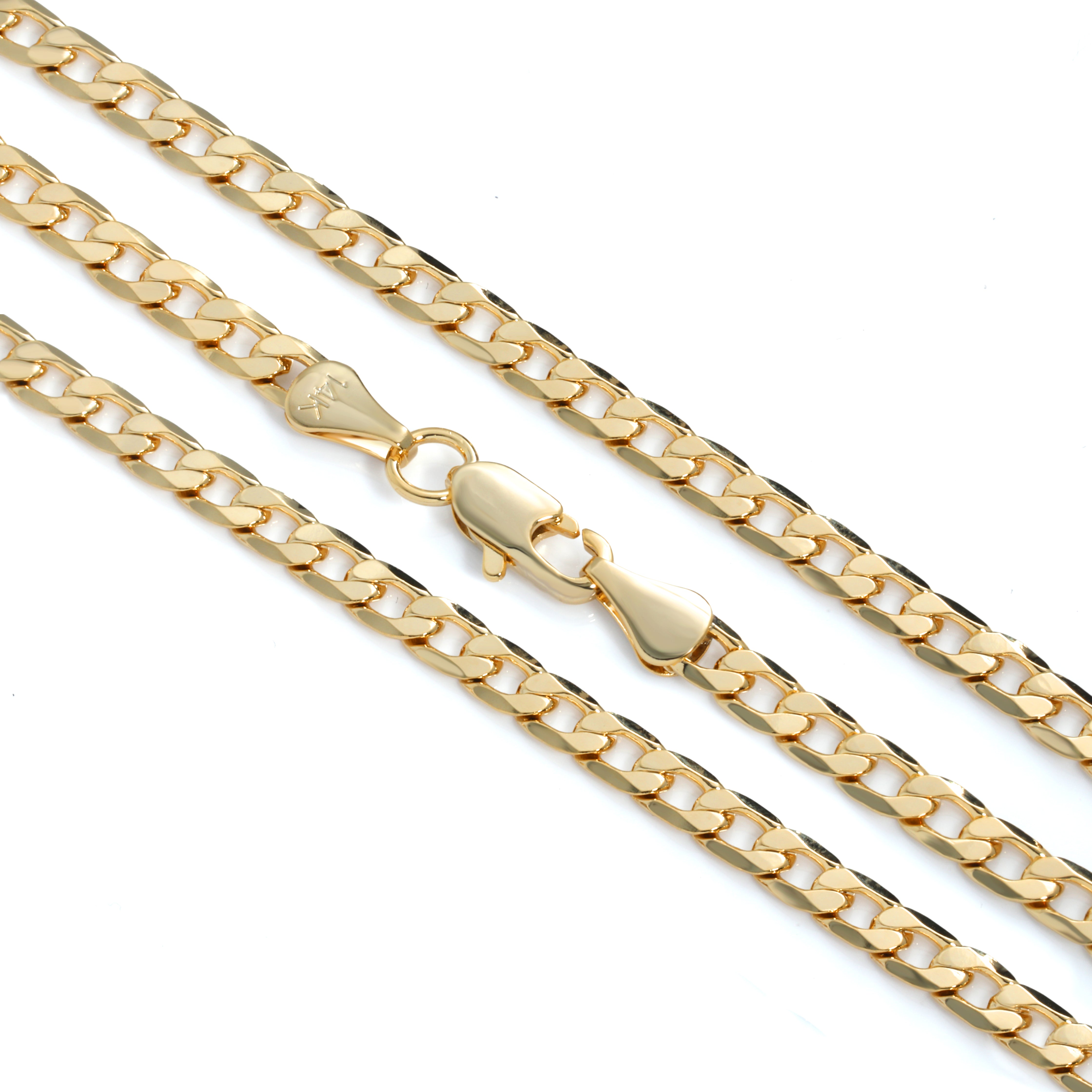 4mm 24" Flat Cuban Chain Necklace