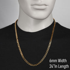 6mm 24" Flat Cuban Chain Necklace