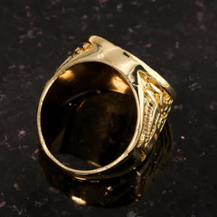 18k Gold Army Flag Batch American Anchor Ring Plated