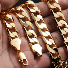 12mm 24" Flat Cuban Chain Necklace