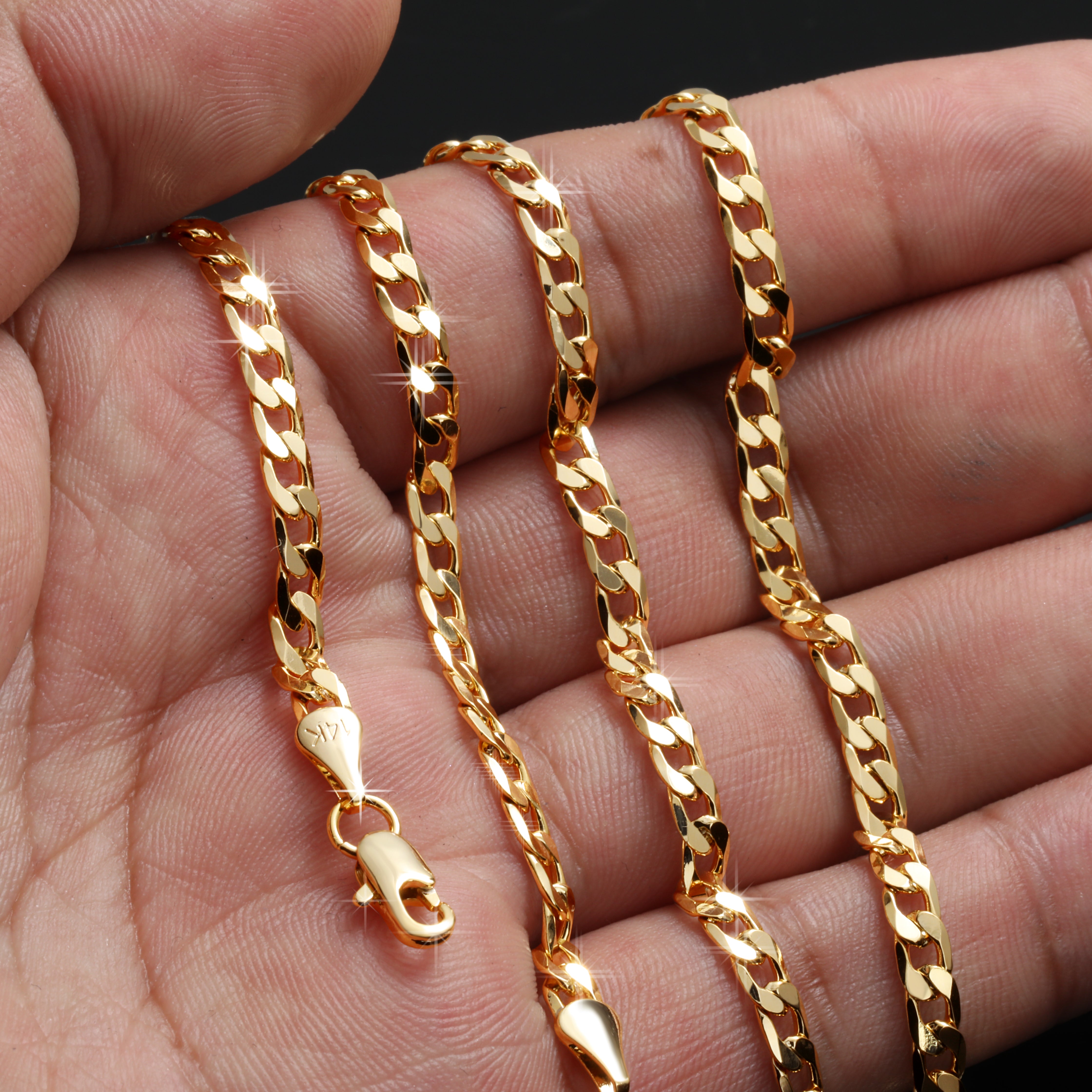 4mm 24" Flat Cuban Chain Necklace