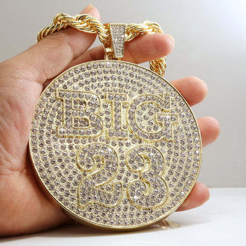 Huge Extra Large " BIG 23 " Fully Iced | 14k Gold Plated Necklace