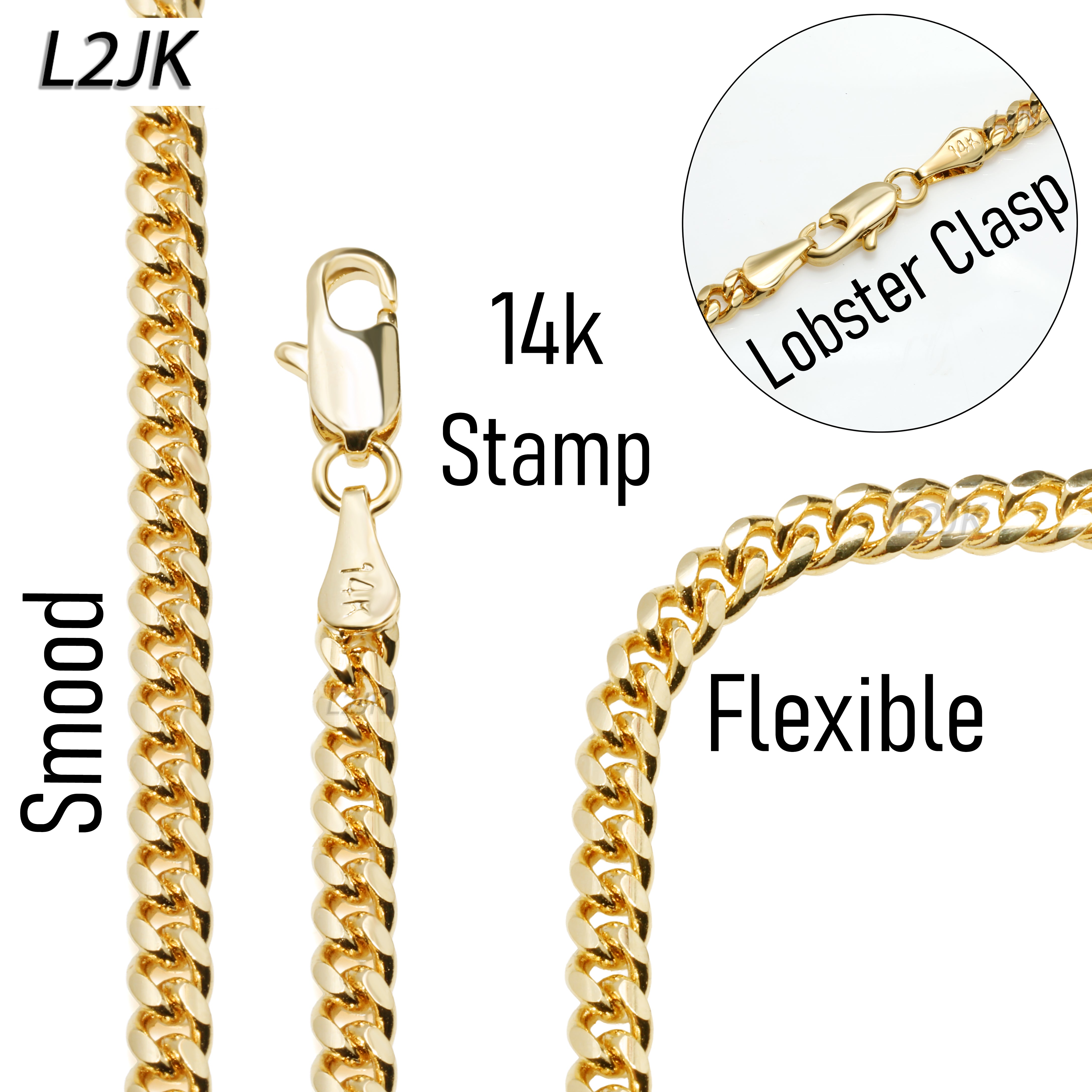 3mm 20" 24" 30" Slim Cuban Chain Necklace