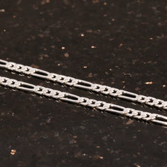 Figaro Link Choker Chain 18" Inches 3mm / 925 Silver Plated
