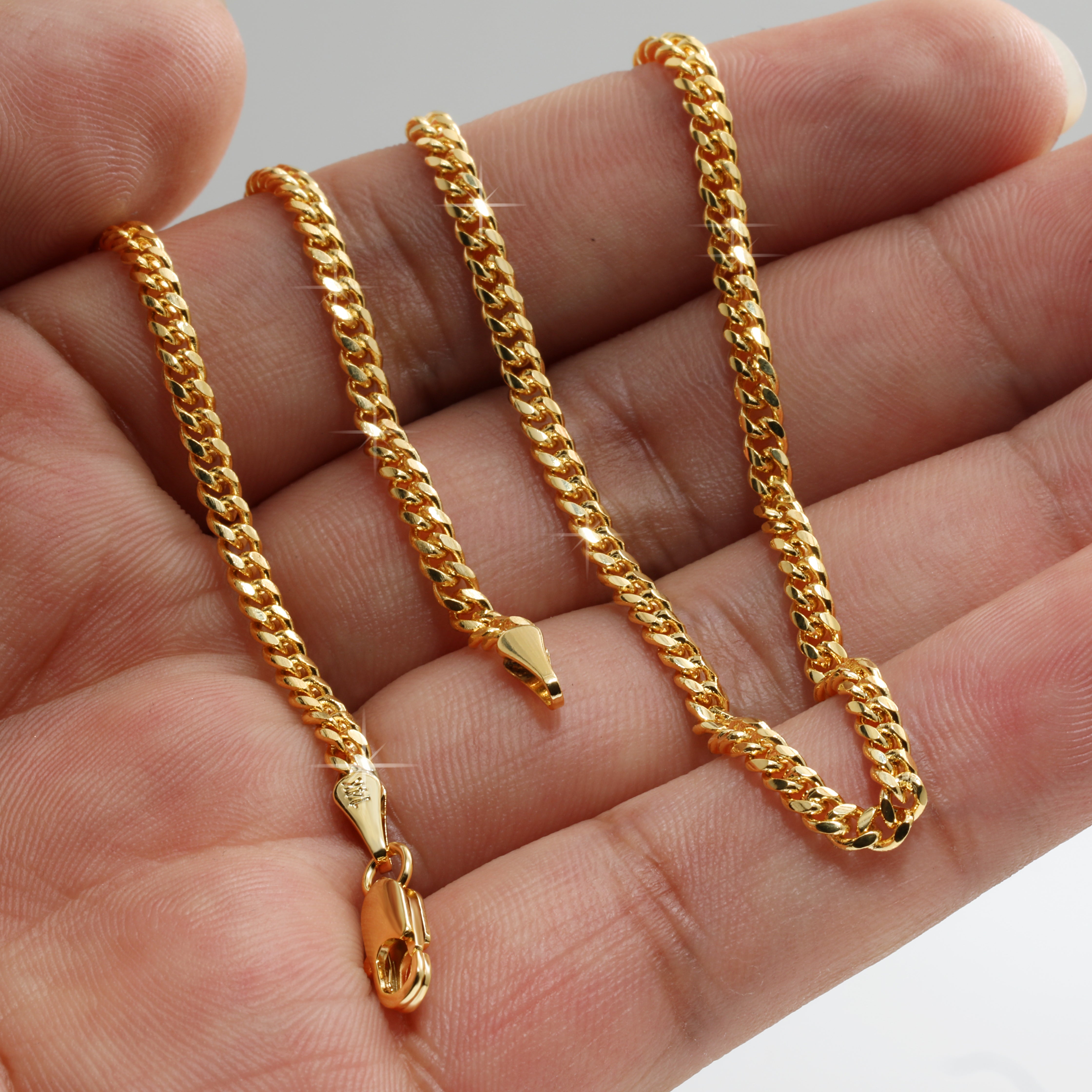 3mm 20" 24" 30" Slim Cuban Chain Necklace