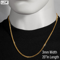 3mm 20" 24" 30" Slim Cuban Chain Necklace