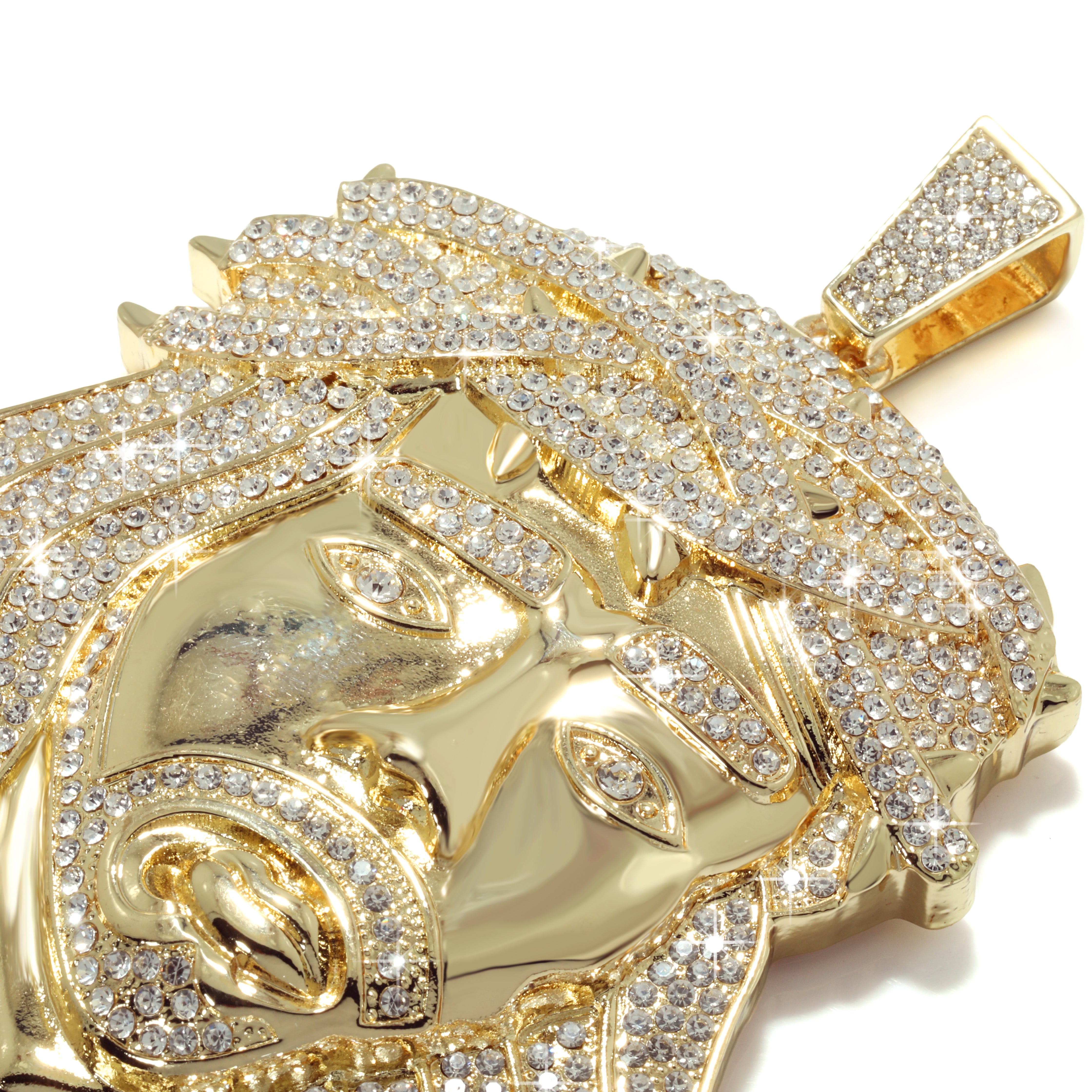 Huge Extra Large "CURLY JESUS HAIR" Fully Iced | 14k Gold Plated Necklace