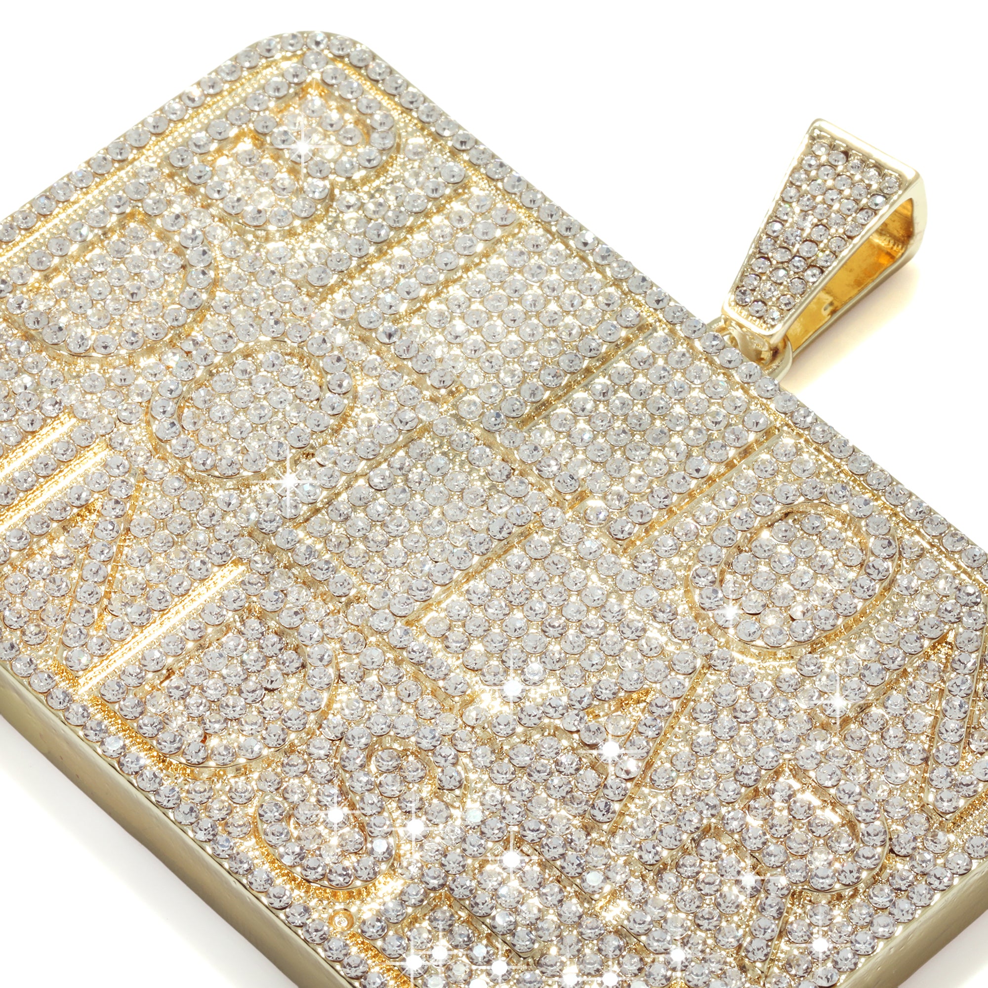 Huge Extra Large " BILLION DOLLAR BRICK" Fully Iced | 14k Gold Plated Necklace
