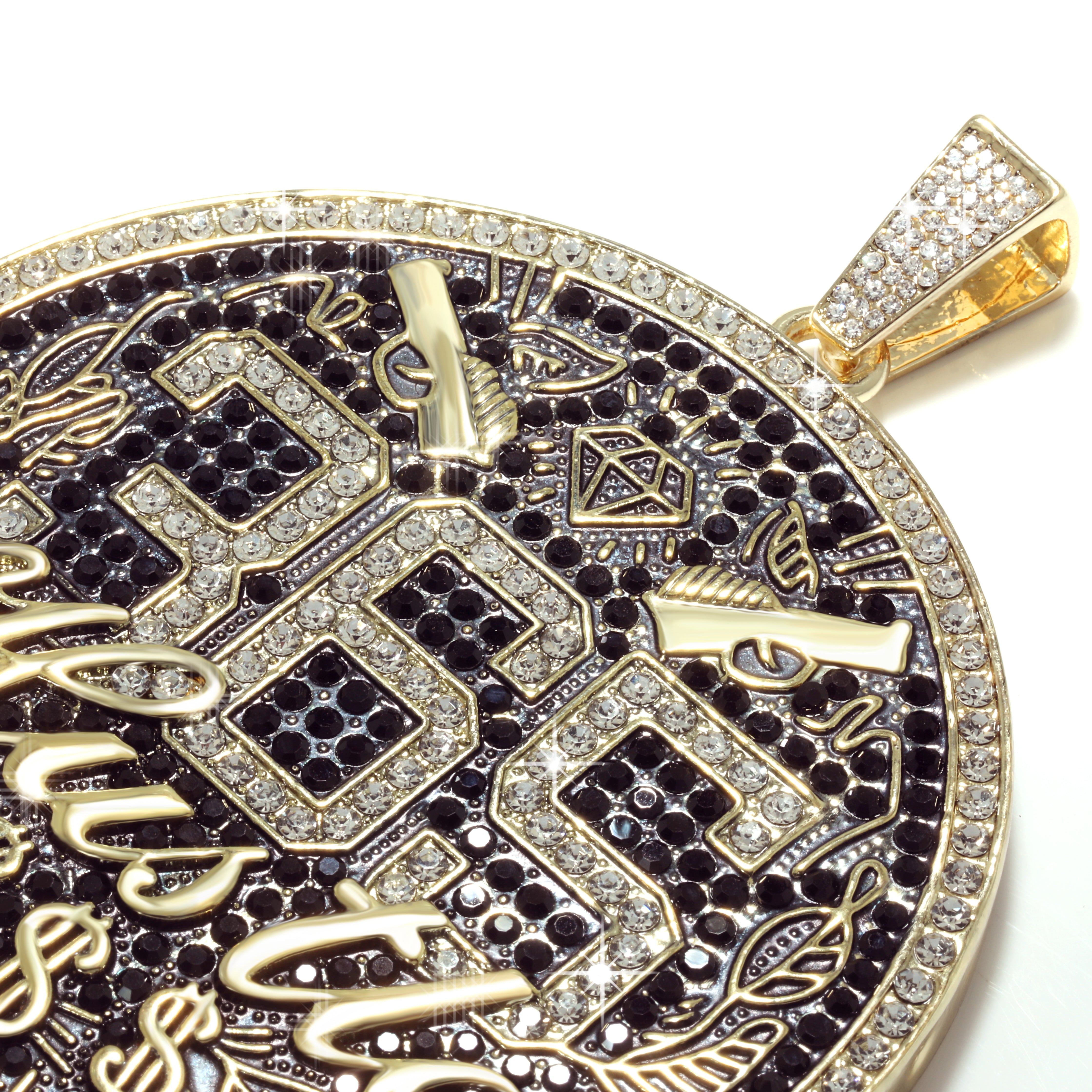 Huge Extra Large "365 HUSTLE MONEY SIGN" 14k Gold Plated Necklace