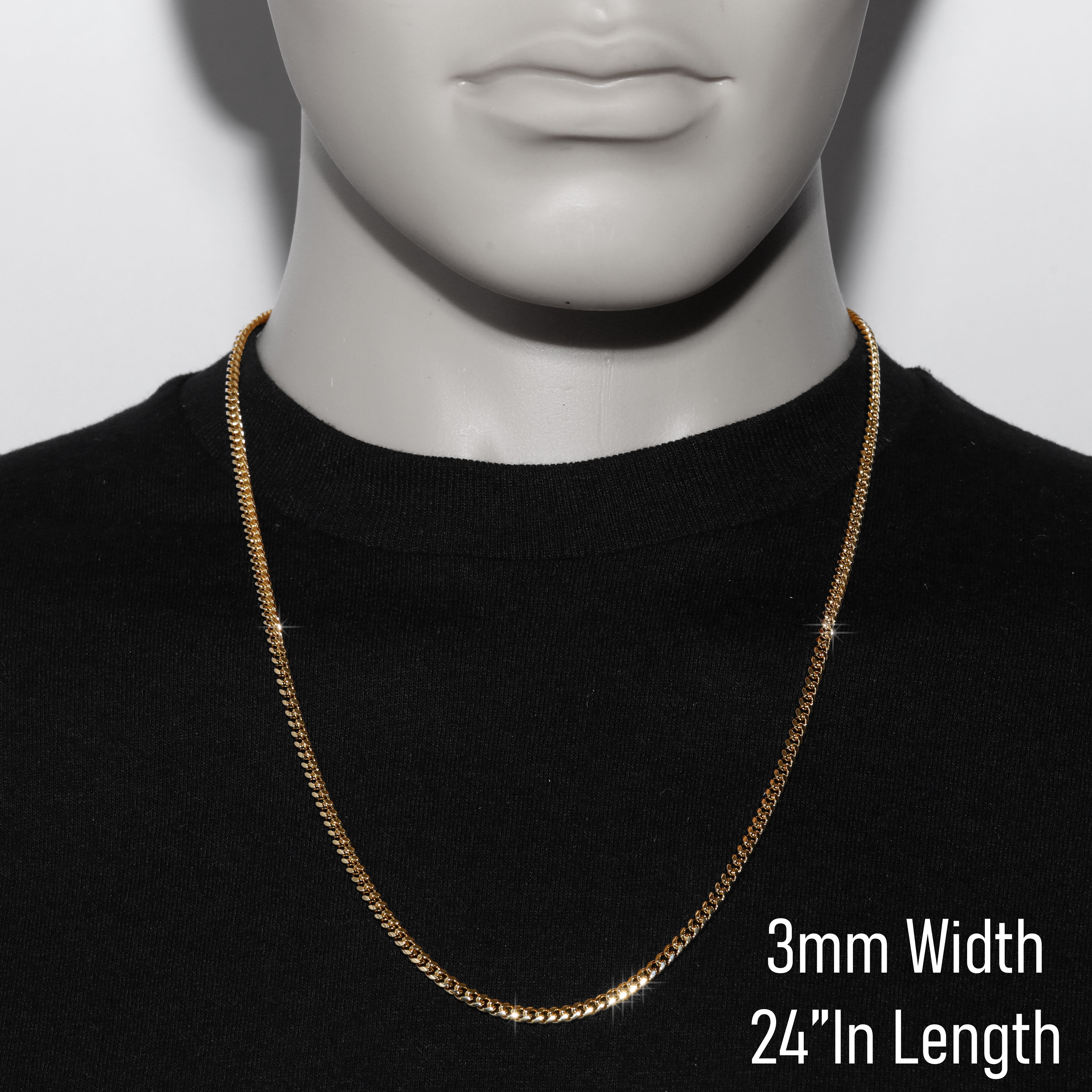 3mm 20" 24" 30" Slim Cuban Chain Necklace