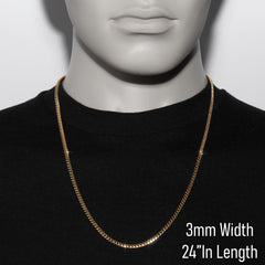 3mm 20" 24" 30" Slim Cuban Chain Necklace