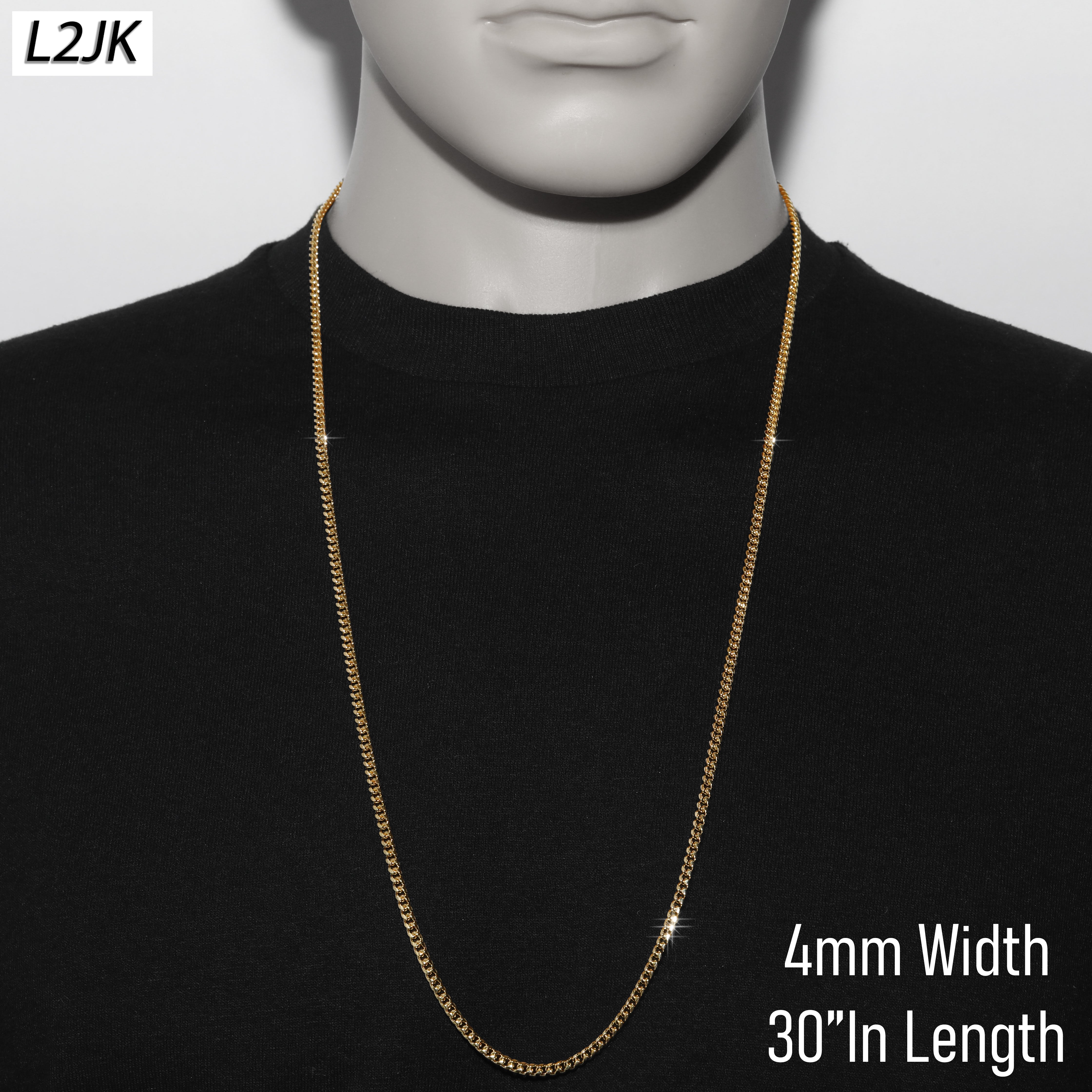 4 mm 20" 24" 30" Slim Cuban Chain Necklace