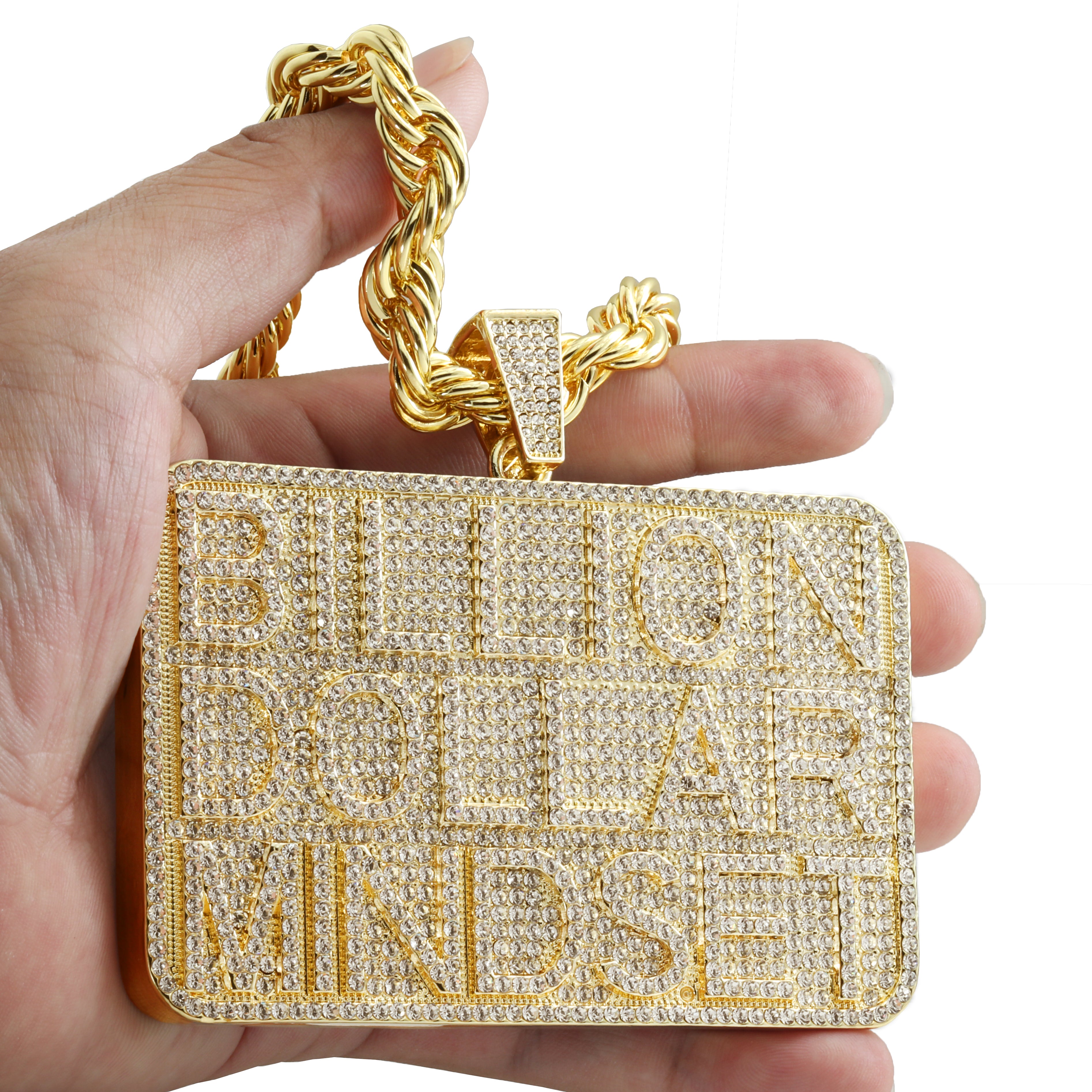Huge Extra Large " BILLION DOLLAR BRICK" Fully Iced | 14k Gold Plated Necklace