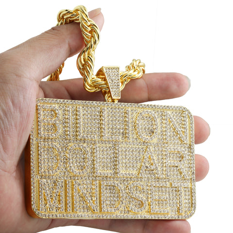 Huge Extra Large " BILLION DOLLAR BRICK" Fully Iced | 14k Gold Plated Necklace