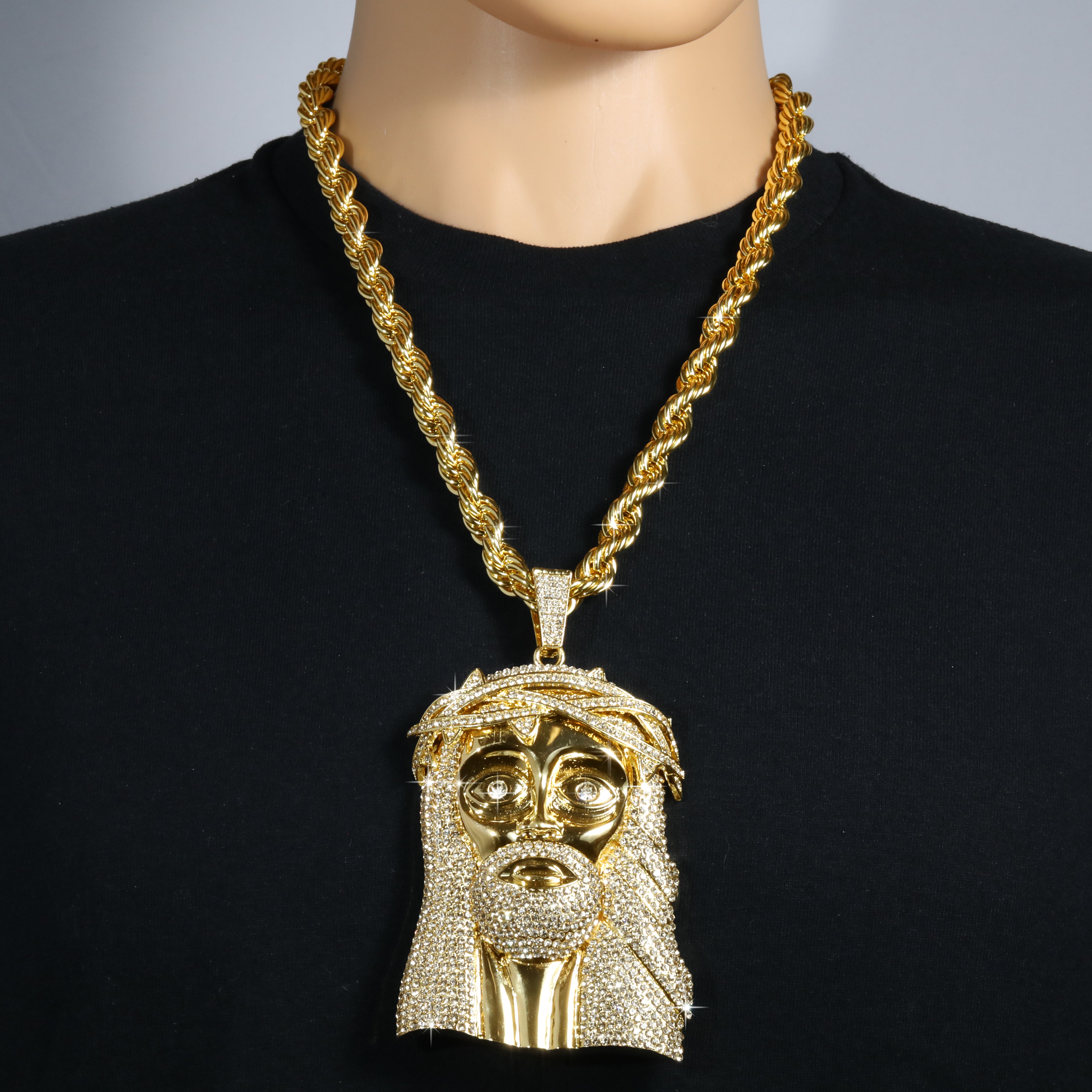 Huge Extra Large "JESUS PIECE" Fully Iced | 14k Gold Plated Necklace