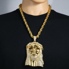 Huge Extra Large "JESUS PIECE" Fully Iced | 14k Gold Plated Necklace