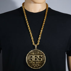 Huge Extra Large "365 HUSTLE MONEY SIGN" 14k Gold Plated Necklace