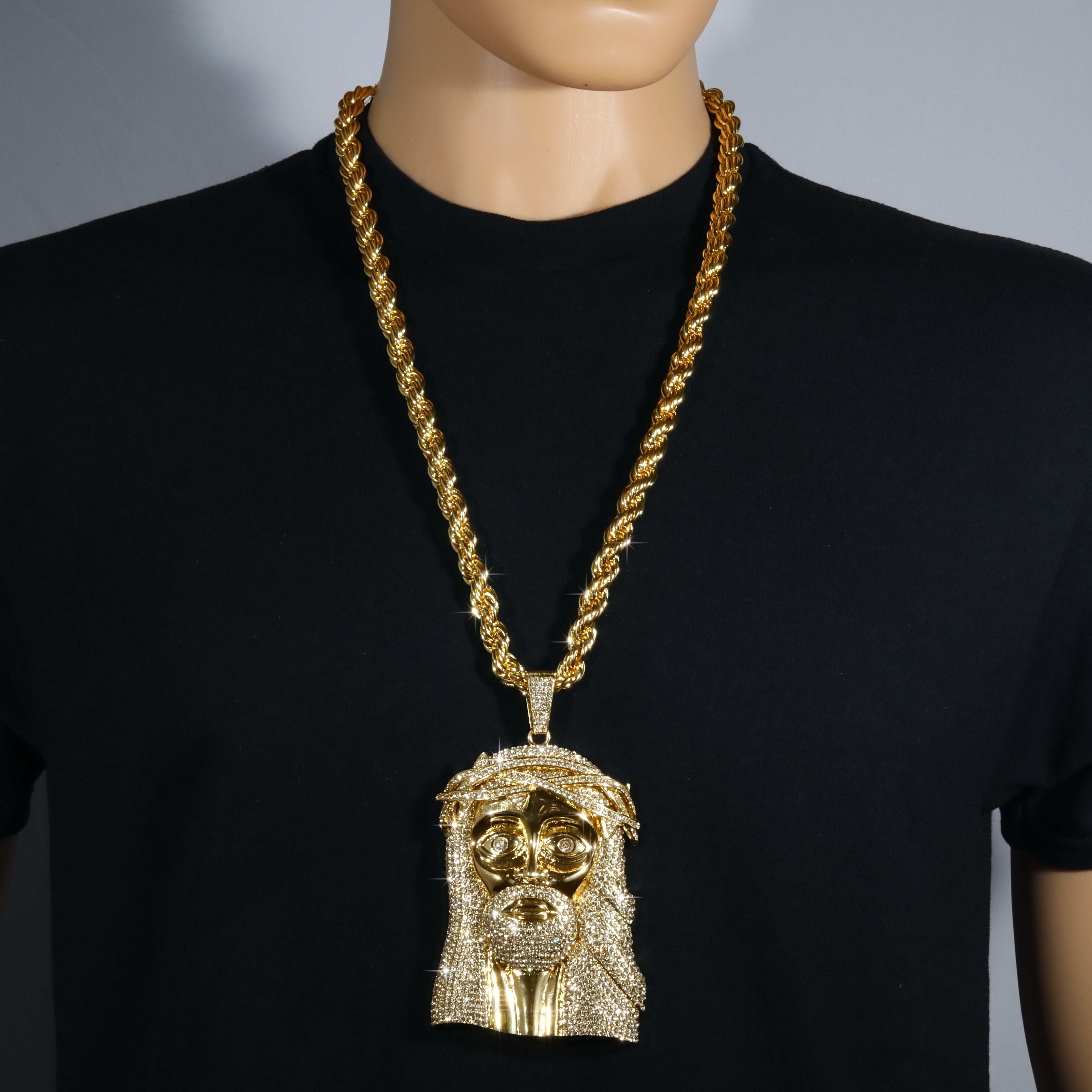 Huge Extra Large "JESUS PIECE" Fully Iced | 14k Gold Plated Necklace