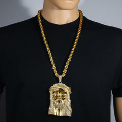 Huge Extra Large "JESUS PIECE" Fully Iced | 14k Gold Plated Necklace