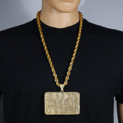 Huge Extra Large " BILLION DOLLAR BRICK" Fully Iced | 14k Gold Plated Necklace