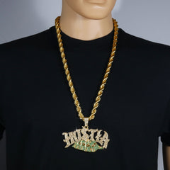 Huge Extra Large "HUSTLA CASH MONEY " Fully Iced | 14k Gold Plated Necklace