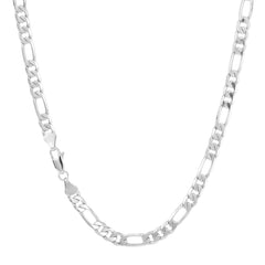 Figaro Link Choker Chain 18" Inches 5mm / 925 Silver Plated