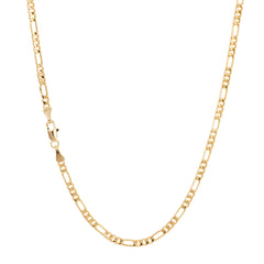 Figaro Link Choker Chain 18" Inches 3mm / 14k Gold Plated