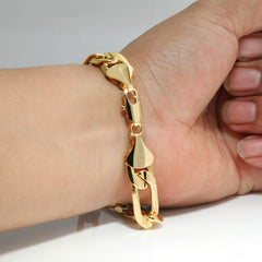 FROSTED 12MM/9"INCHES  14K GOLD FINISH FIGARO LINK BRACELET