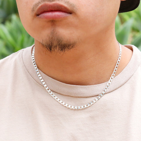 Cuban Link Choker Chain 18" Inches 5mm / 925 Silver Plated